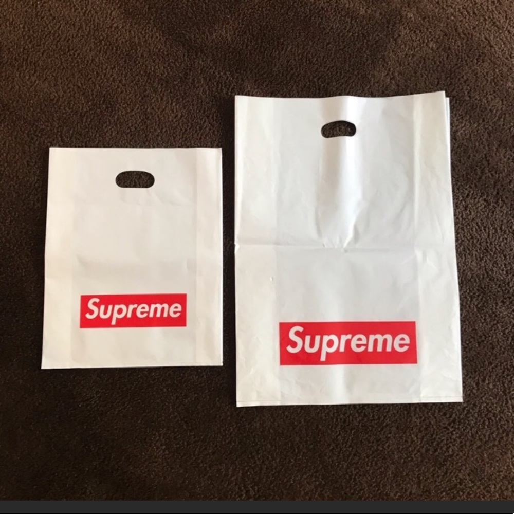 1 small and 1 large Supreme shopping bag